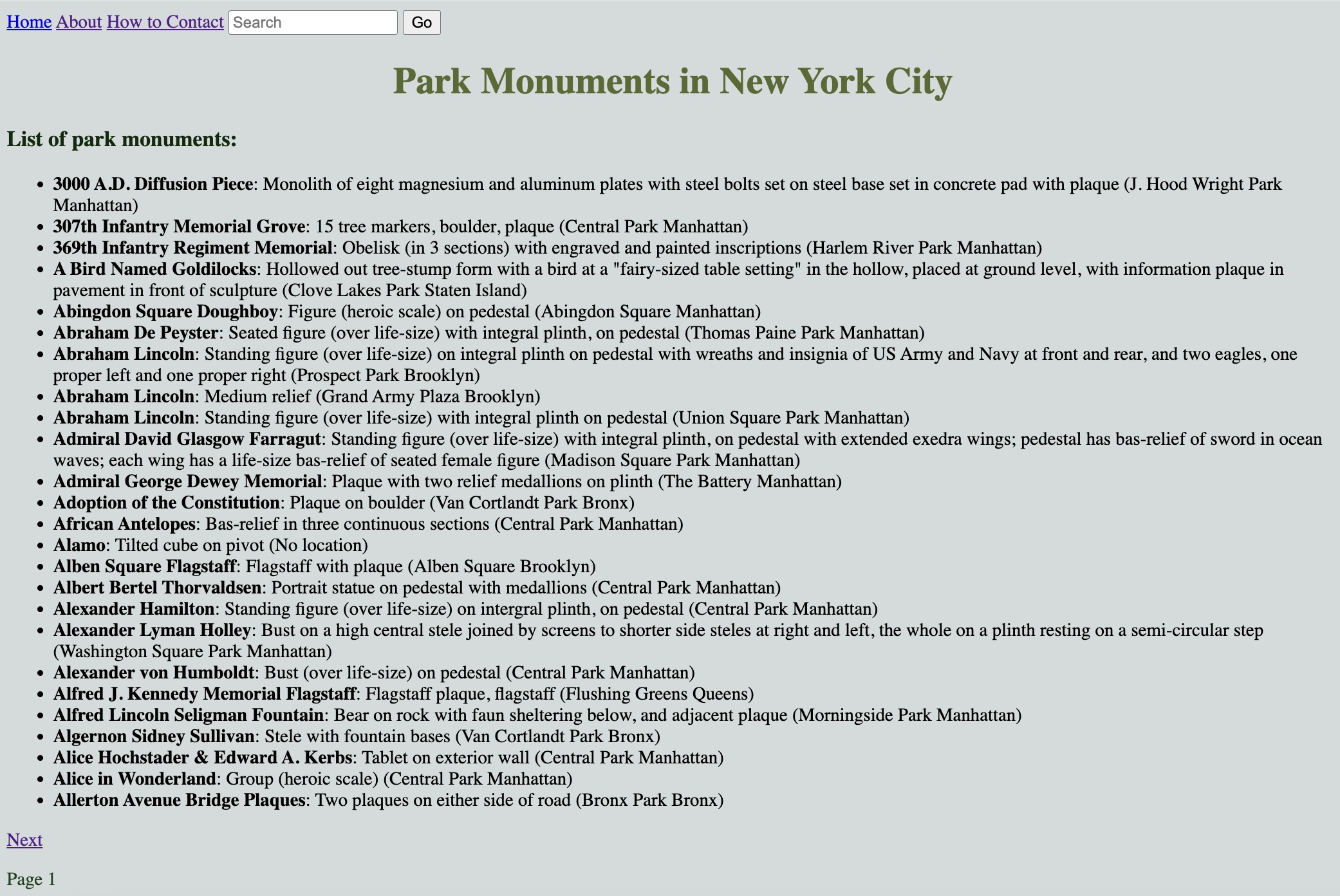 NYC parks site
